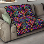 Colorful Leaf Tropical Pattern Print Quilt