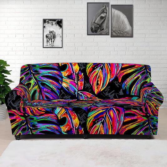 Colorful Leaf Tropical Pattern Print Sofa Cover