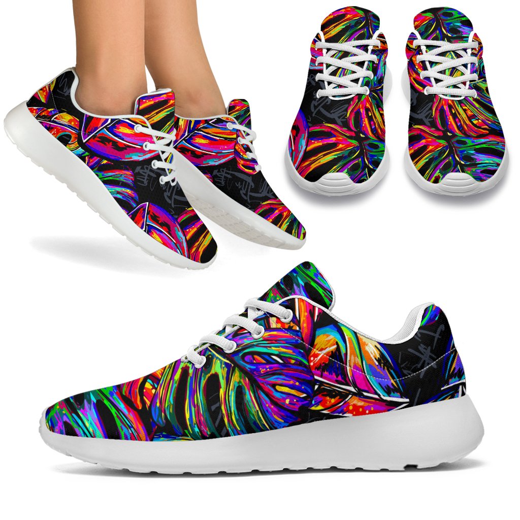 Colorful Leaf Tropical Pattern Print Sport Shoes GearFrost