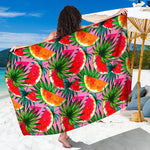 Colorful Leaf Watermelon Pattern Print Beach Sarong Wrap