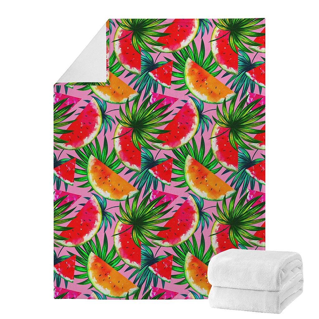 Colorful Leaf Watermelon Pattern Print Blanket