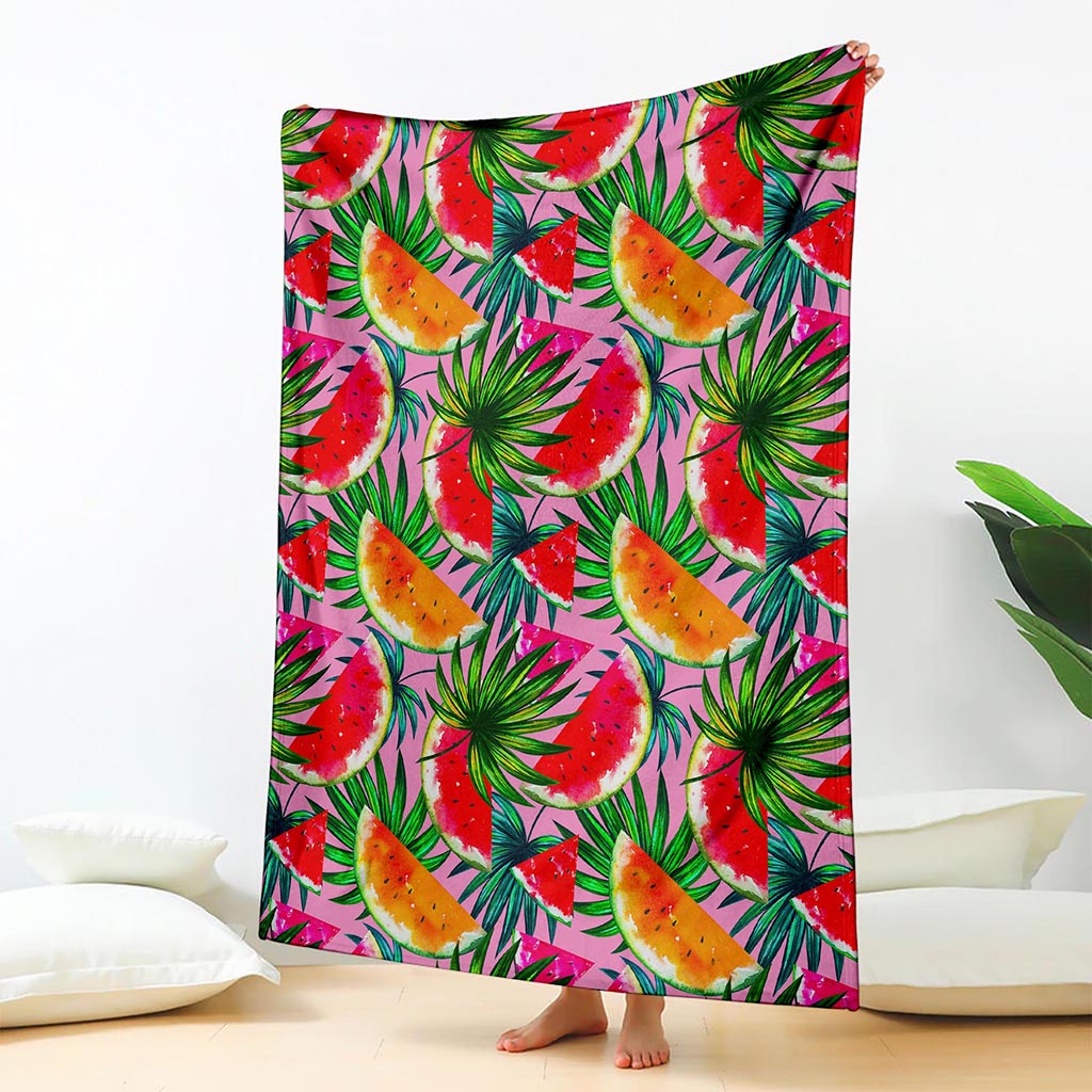 Colorful Leaf Watermelon Pattern Print Blanket