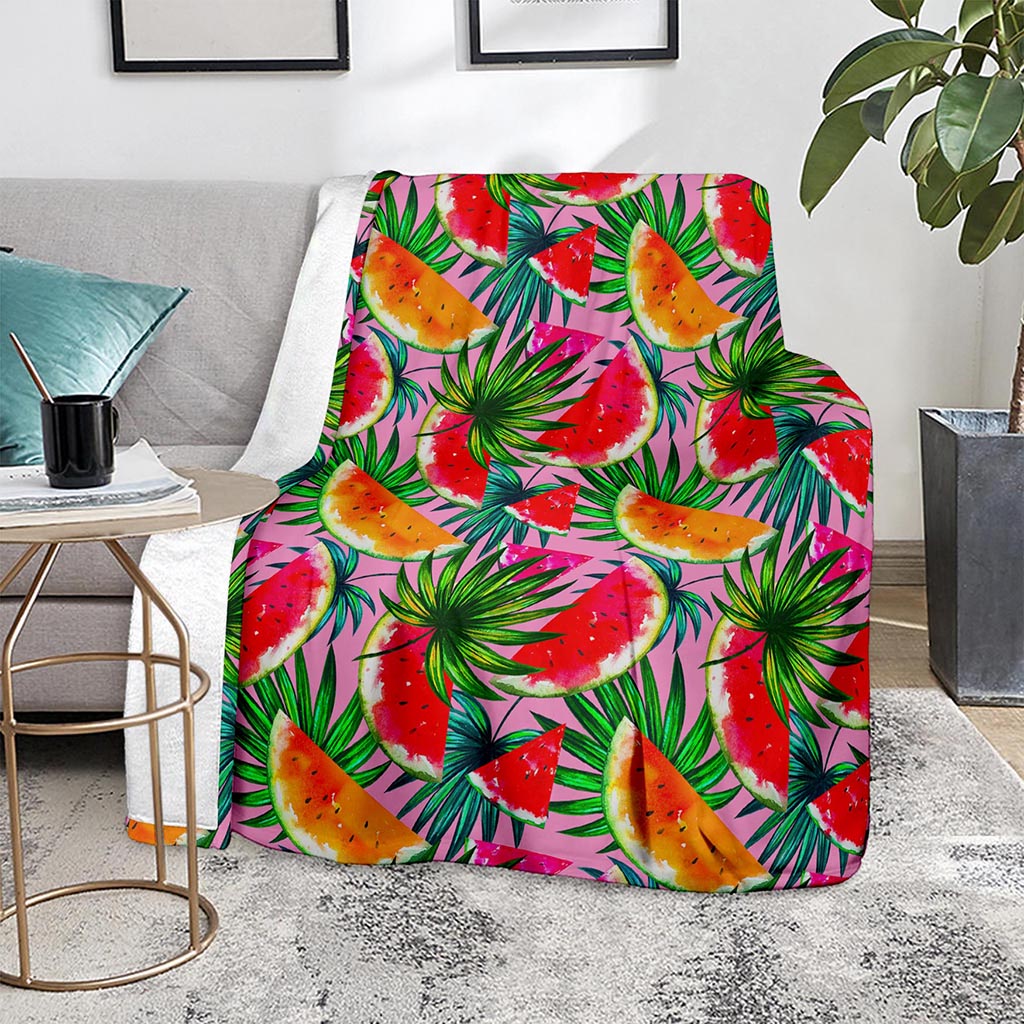 Colorful Leaf Watermelon Pattern Print Blanket