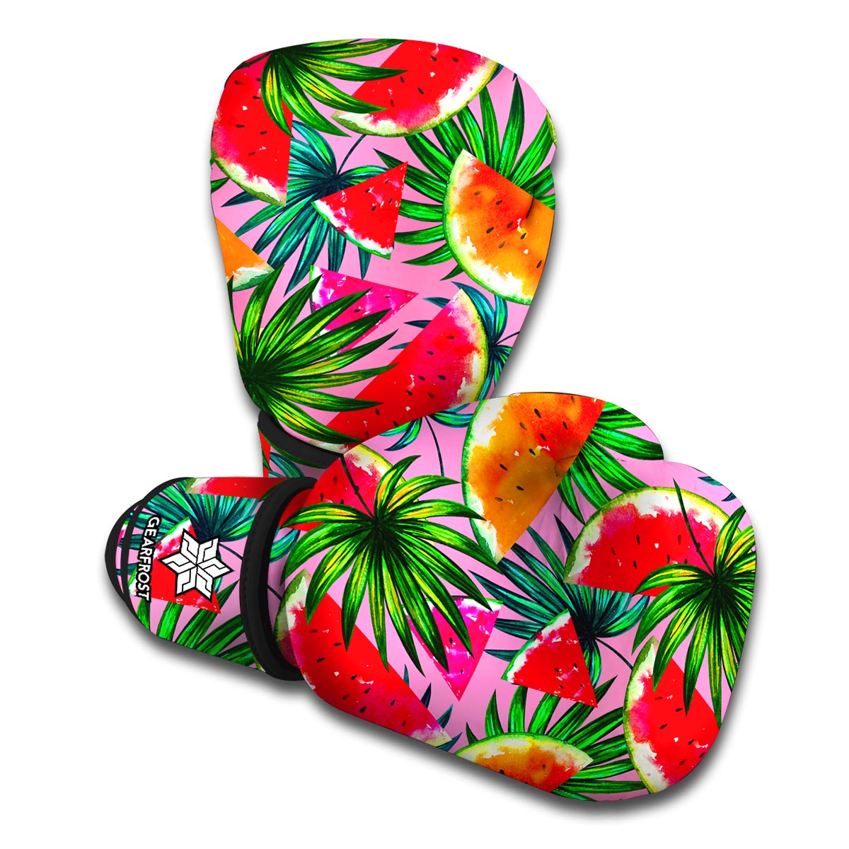 Colorful Leaf Watermelon Pattern Print Boxing Gloves