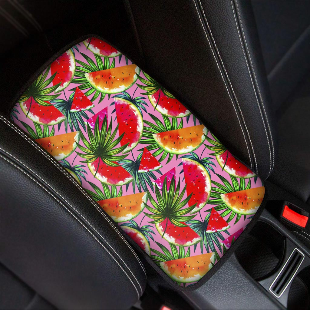 Colorful Leaf Watermelon Pattern Print Car Center Console Cover