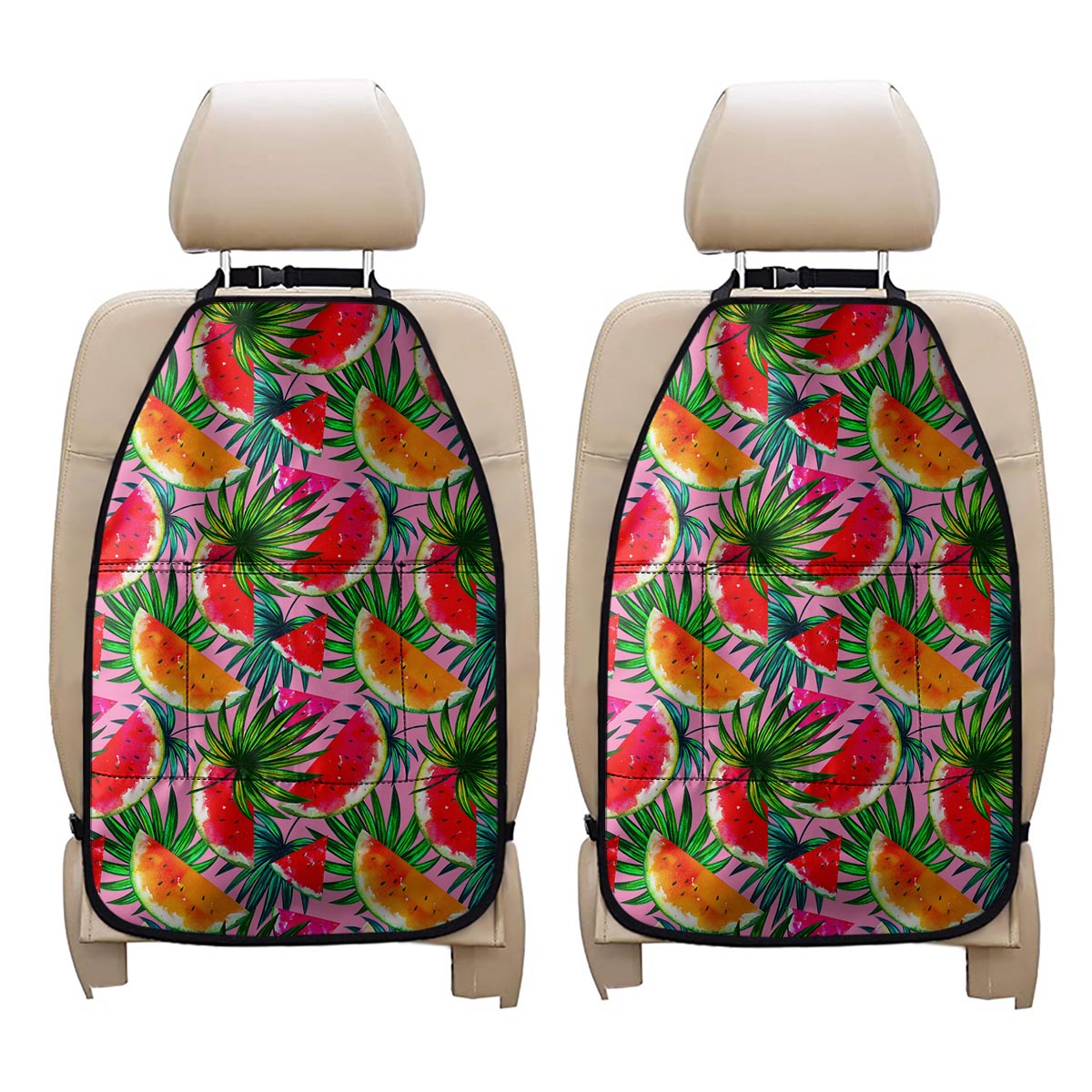 Colorful Leaf Watermelon Pattern Print Car Seat Organizers