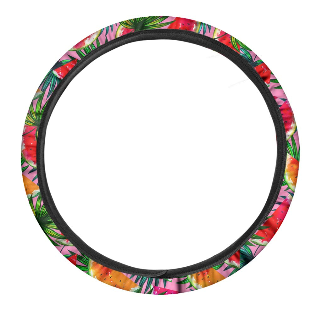 Colorful Leaf Watermelon Pattern Print Car Steering Wheel Cover