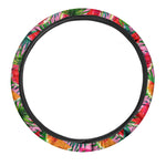 Colorful Leaf Watermelon Pattern Print Car Steering Wheel Cover
