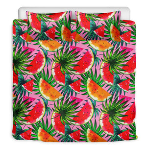 Colorful Leaf Watermelon Pattern Print Duvet Cover Bedding Set