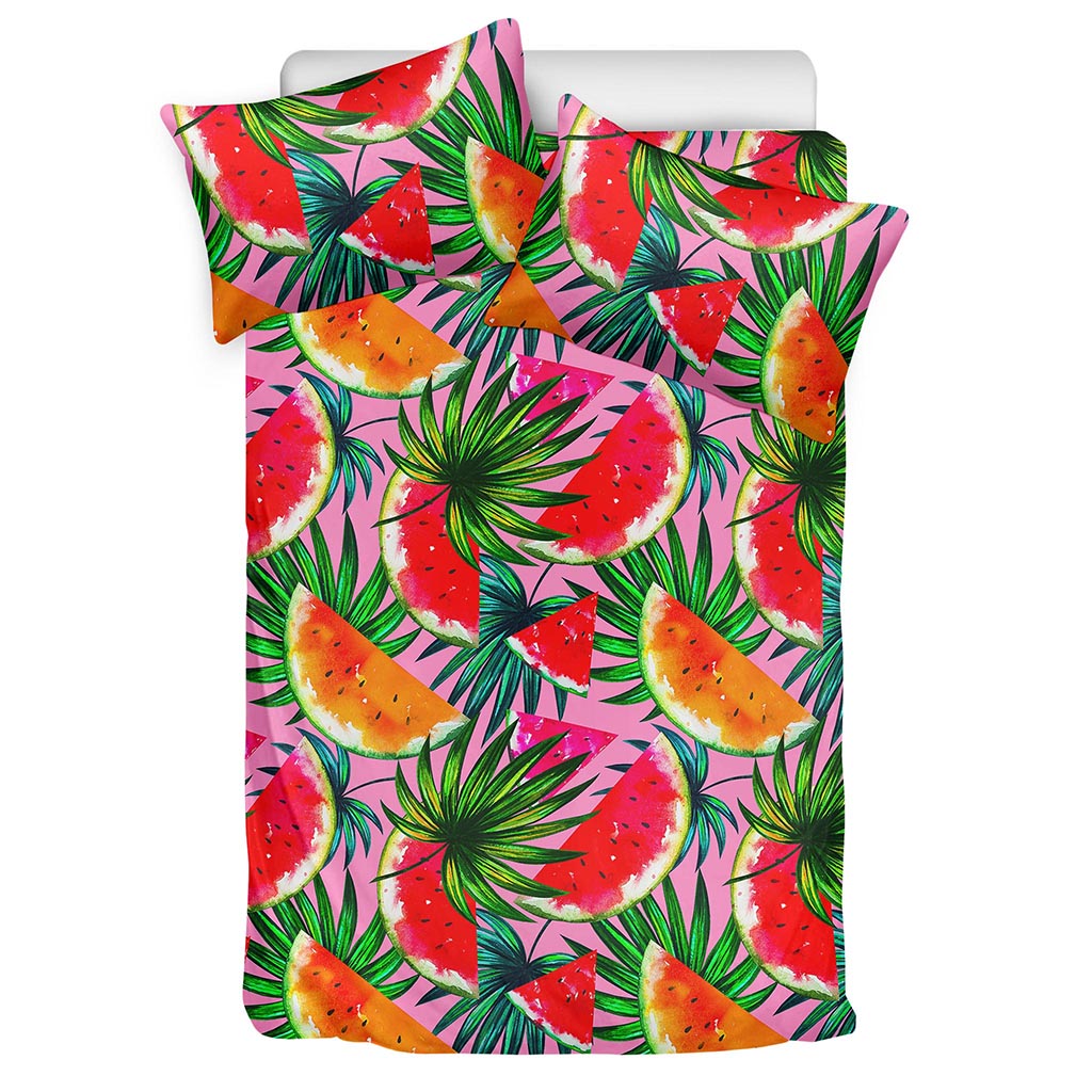 Colorful Leaf Watermelon Pattern Print Duvet Cover Bedding Set