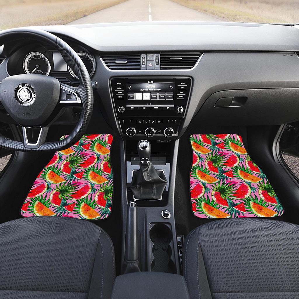 Colorful Leaf Watermelon Pattern Print Front and Back Car Floor Mats