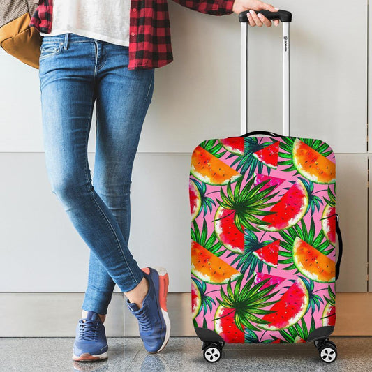 Colorful Leaf Watermelon Pattern Print Luggage Cover GearFrost