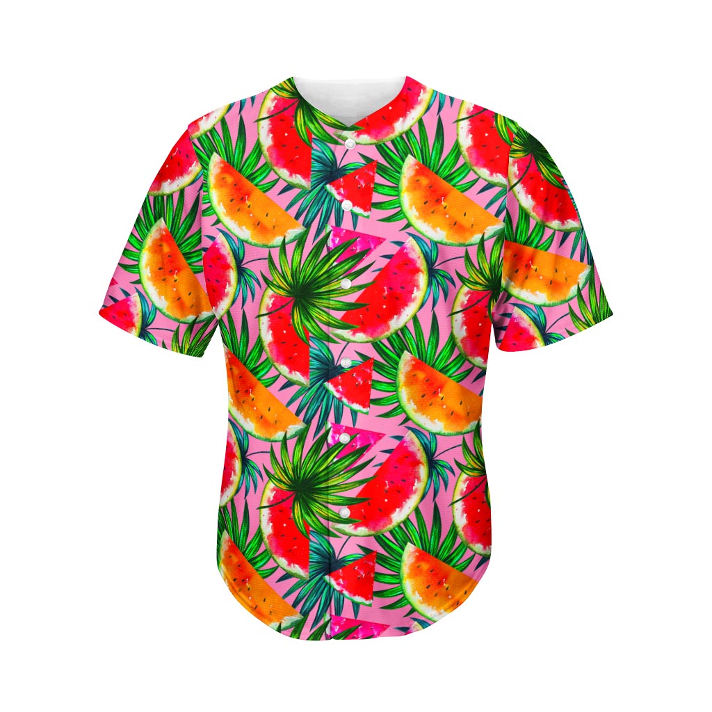Colorful Leaf Watermelon Pattern Print Men's Baseball Jersey