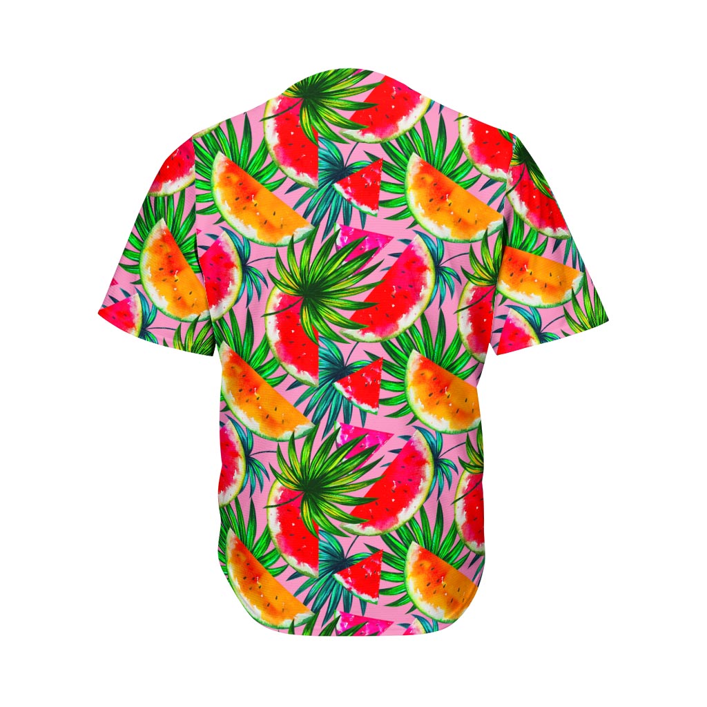 Colorful Leaf Watermelon Pattern Print Men's Baseball Jersey