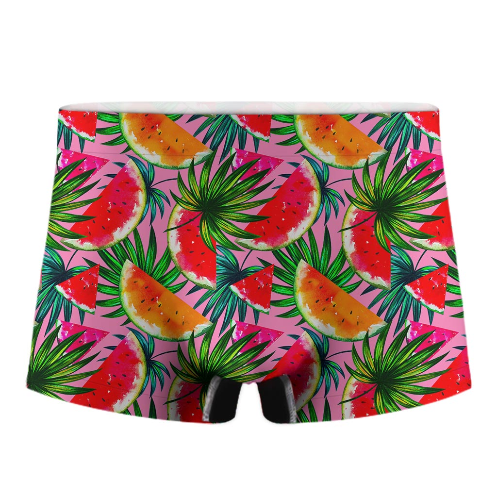 Colorful Leaf Watermelon Pattern Print Men's Boxer Briefs