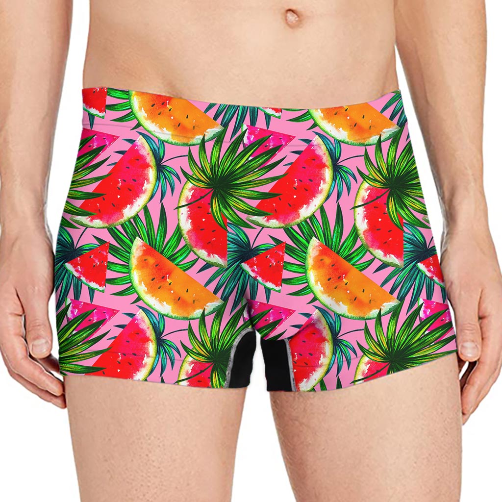Colorful Leaf Watermelon Pattern Print Men's Boxer Briefs