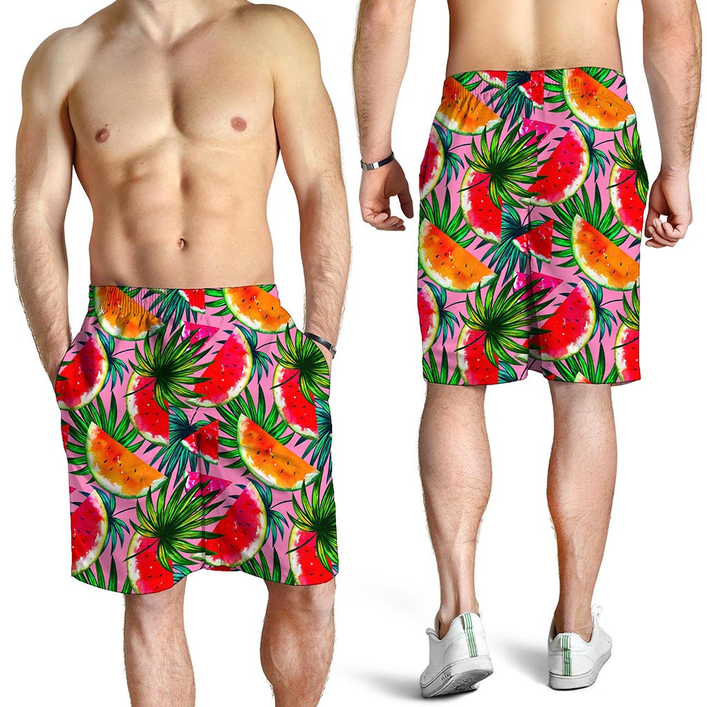 Colorful Leaf Watermelon Pattern Print Men's Shorts