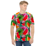 Colorful Leaf Watermelon Pattern Print Men's T-Shirt