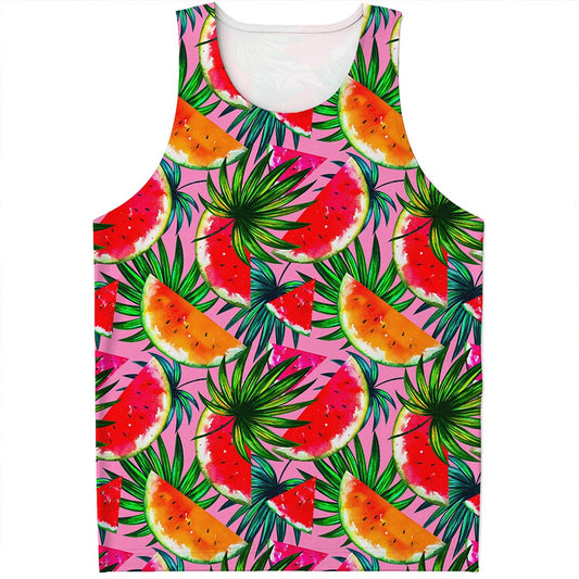 Colorful Leaf Watermelon Pattern Print Men's Tank Top