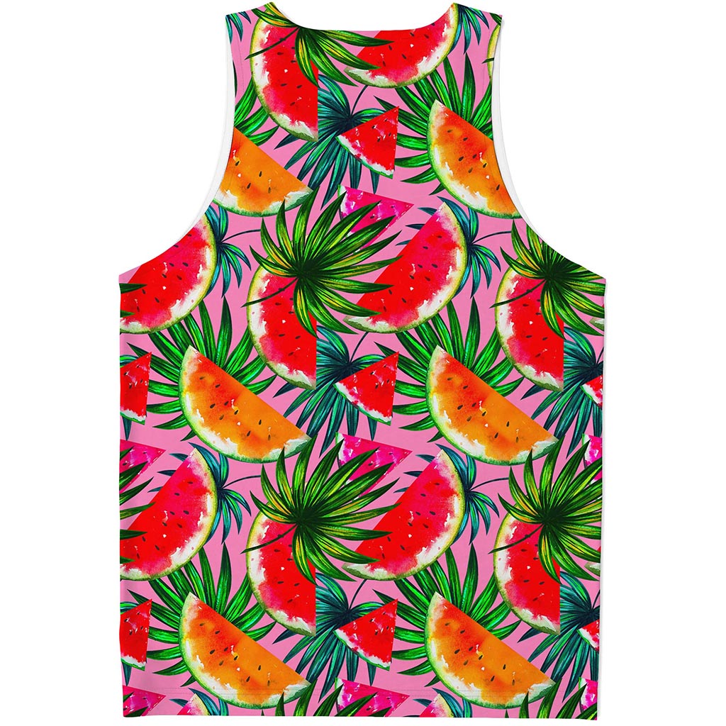 Colorful Leaf Watermelon Pattern Print Men's Tank Top