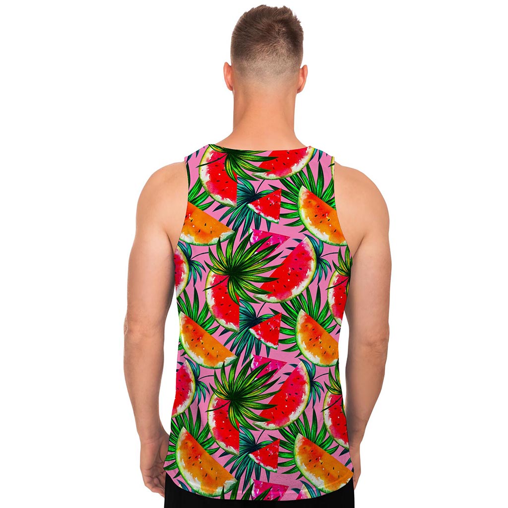 Colorful Leaf Watermelon Pattern Print Men's Tank Top