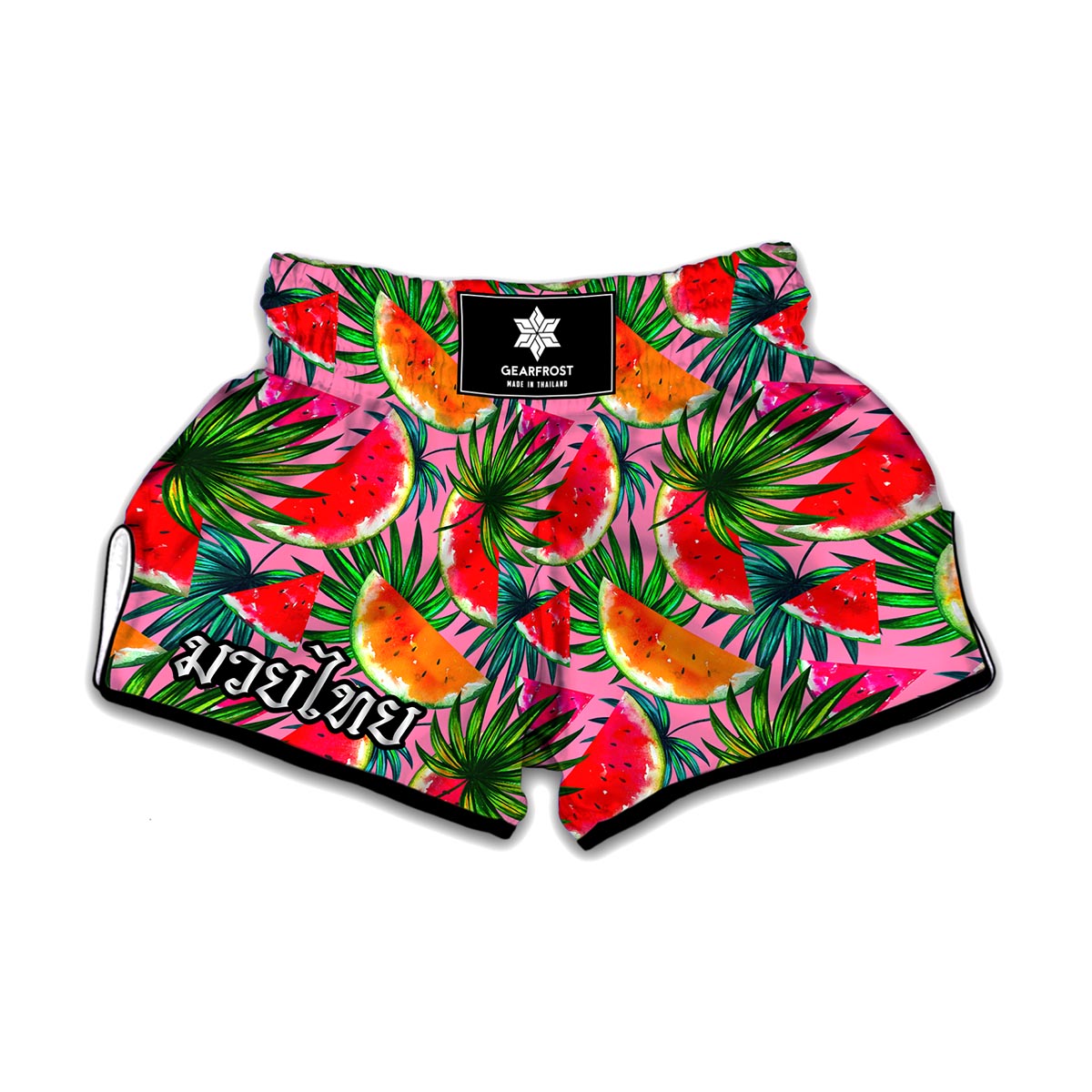 Colorful Leaf Watermelon Pattern Print Muay Thai Boxing Shorts
