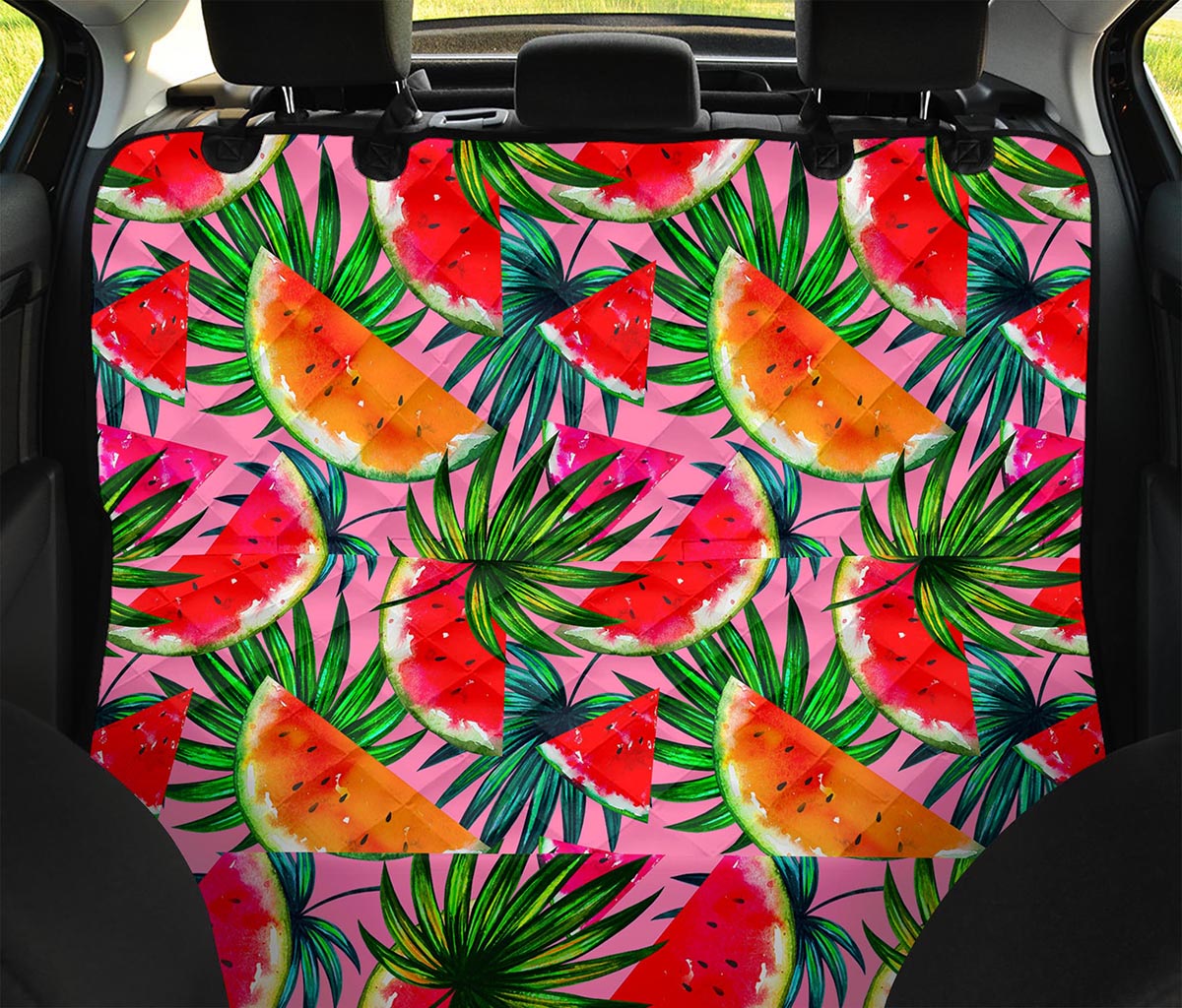 Colorful Leaf Watermelon Pattern Print Pet Car Back Seat Cover