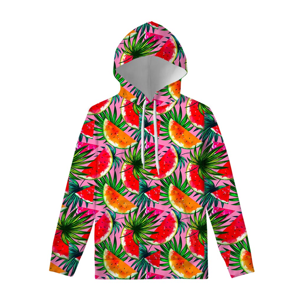 Colorful Leaf Watermelon Pattern Print Pullover Hoodie