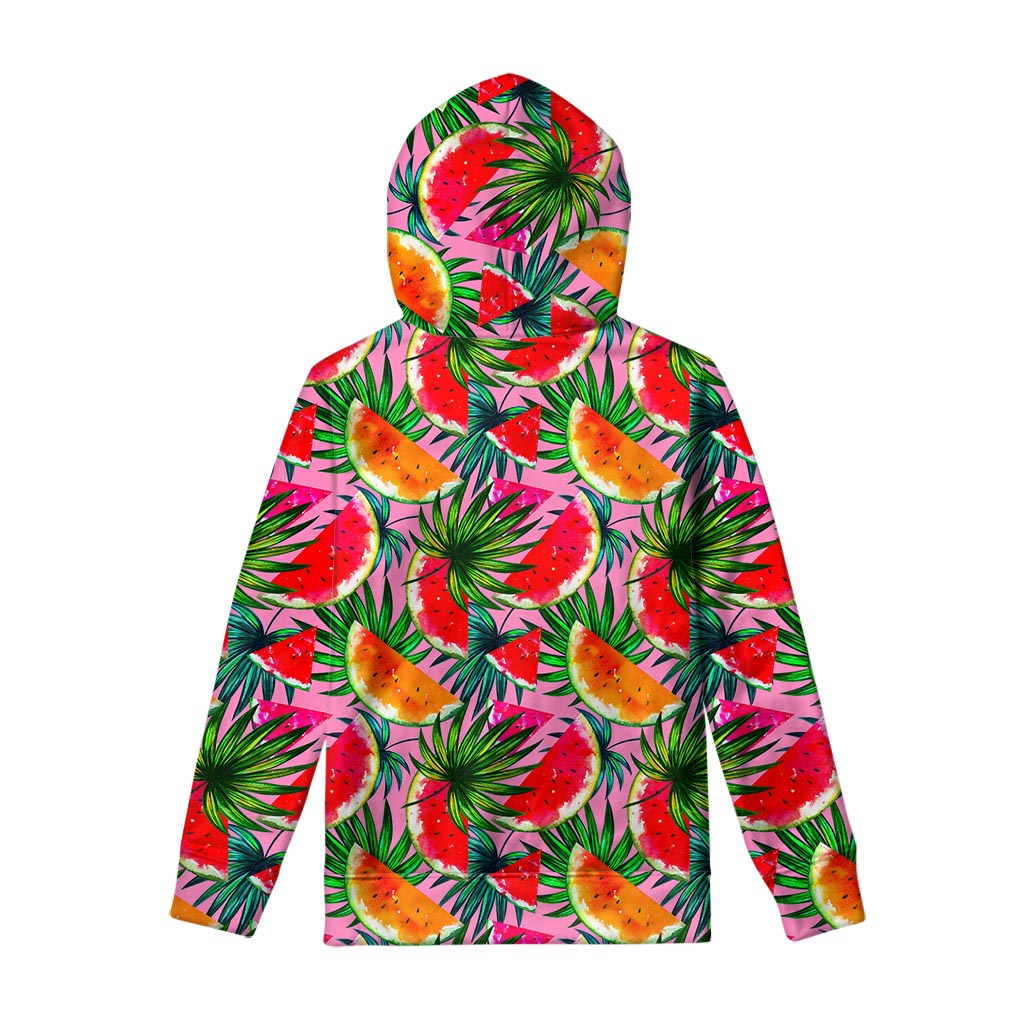 Colorful Leaf Watermelon Pattern Print Pullover Hoodie