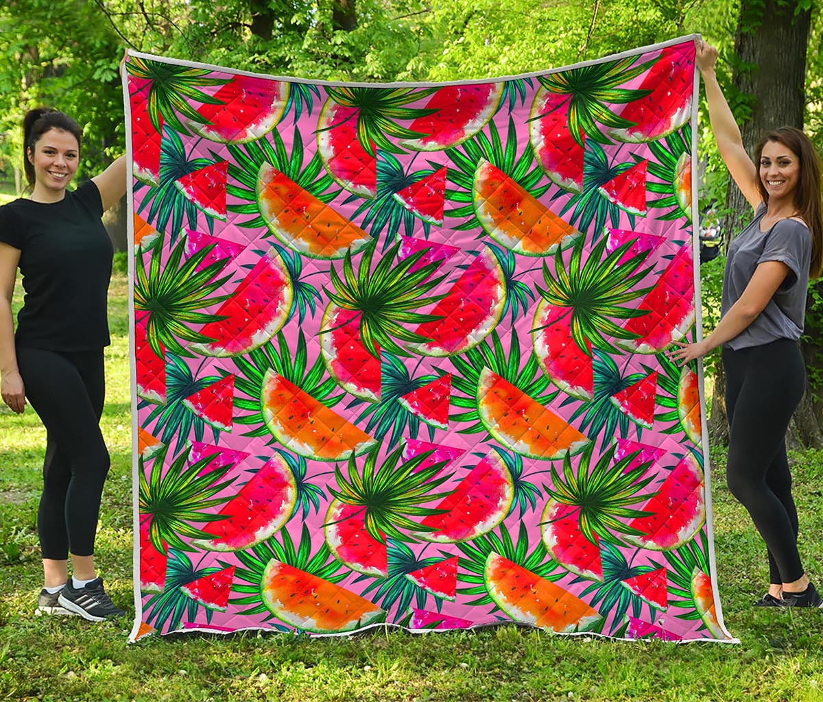 Colorful Leaf Watermelon Pattern Print Quilt