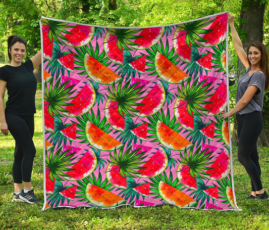Colorful Leaf Watermelon Pattern Print Quilt