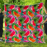 Colorful Leaf Watermelon Pattern Print Quilt