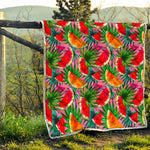 Colorful Leaf Watermelon Pattern Print Quilt