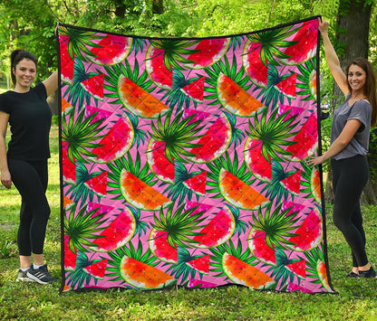 Colorful Leaf Watermelon Pattern Print Quilt