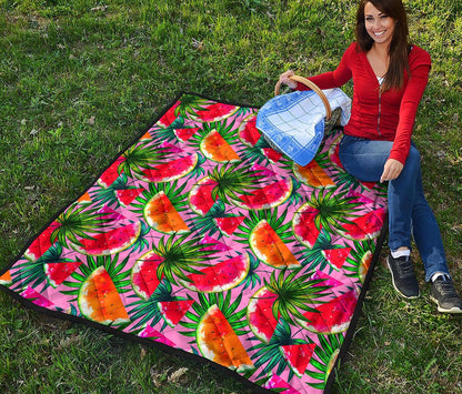 Colorful Leaf Watermelon Pattern Print Quilt