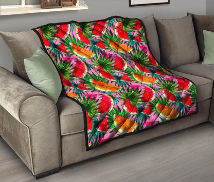 Colorful Leaf Watermelon Pattern Print Quilt