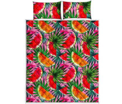 Colorful Leaf Watermelon Pattern Print Quilt Bed Set