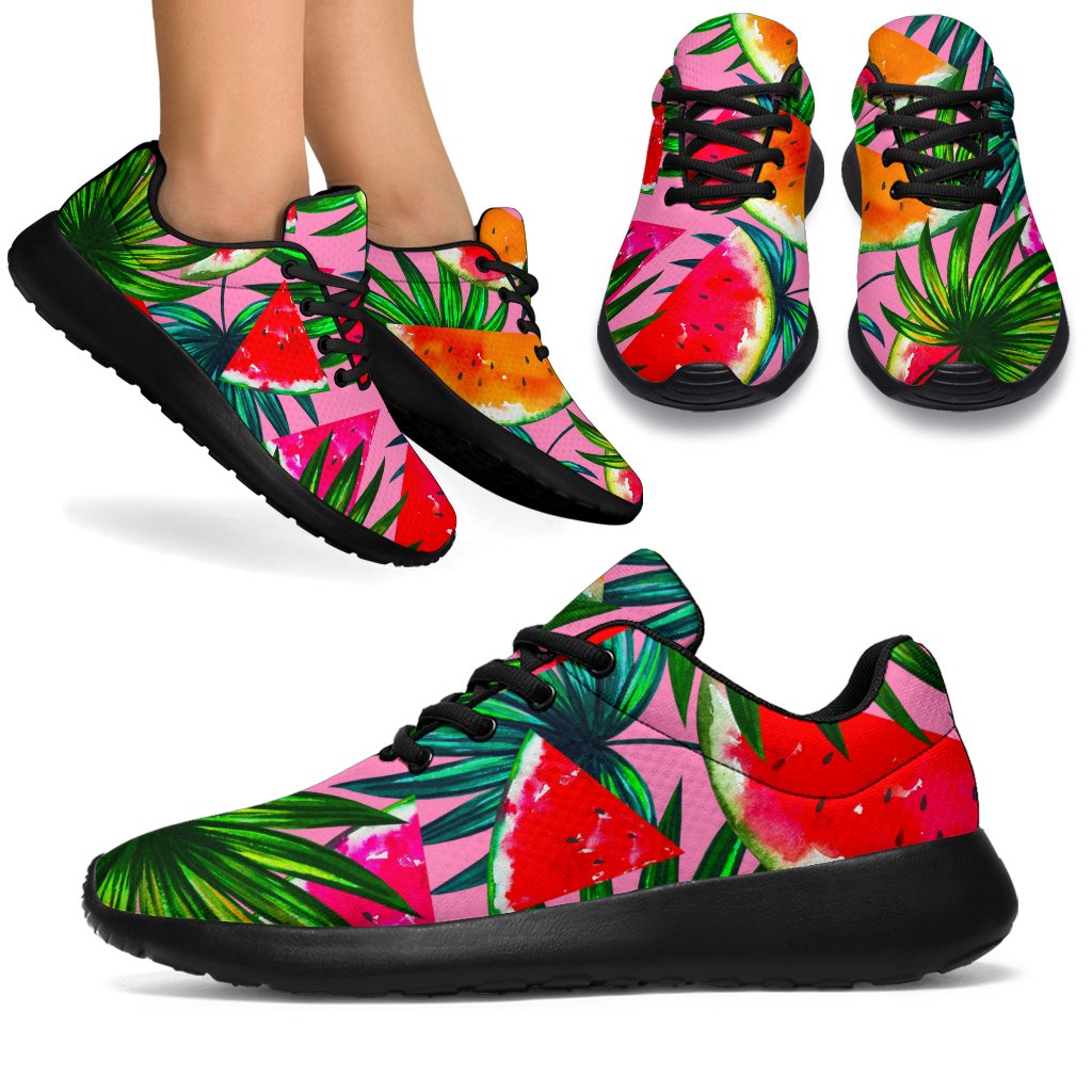 Colorful Leaf Watermelon Pattern Print Sport Shoes GearFrost