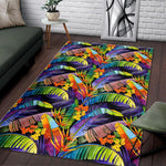 Colorful Leaves Tropical Pattern Print Area Rug GearFrost