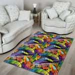Colorful Leaves Tropical Pattern Print Area Rug GearFrost