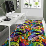 Colorful Leaves Tropical Pattern Print Area Rug GearFrost