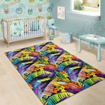 Colorful Leaves Tropical Pattern Print Area Rug GearFrost