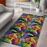 Colorful Leaves Tropical Pattern Print Area Rug GearFrost