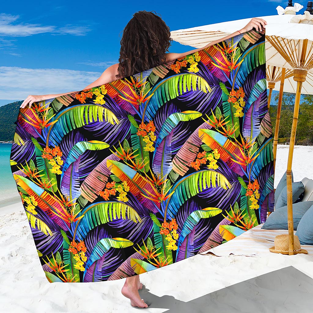 Colorful Leaves Tropical Pattern Print Beach Sarong Wrap