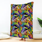 Colorful Leaves Tropical Pattern Print Blanket