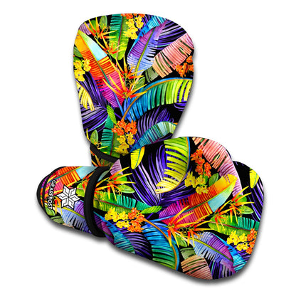 Colorful Leaves Tropical Pattern Print Boxing Gloves
