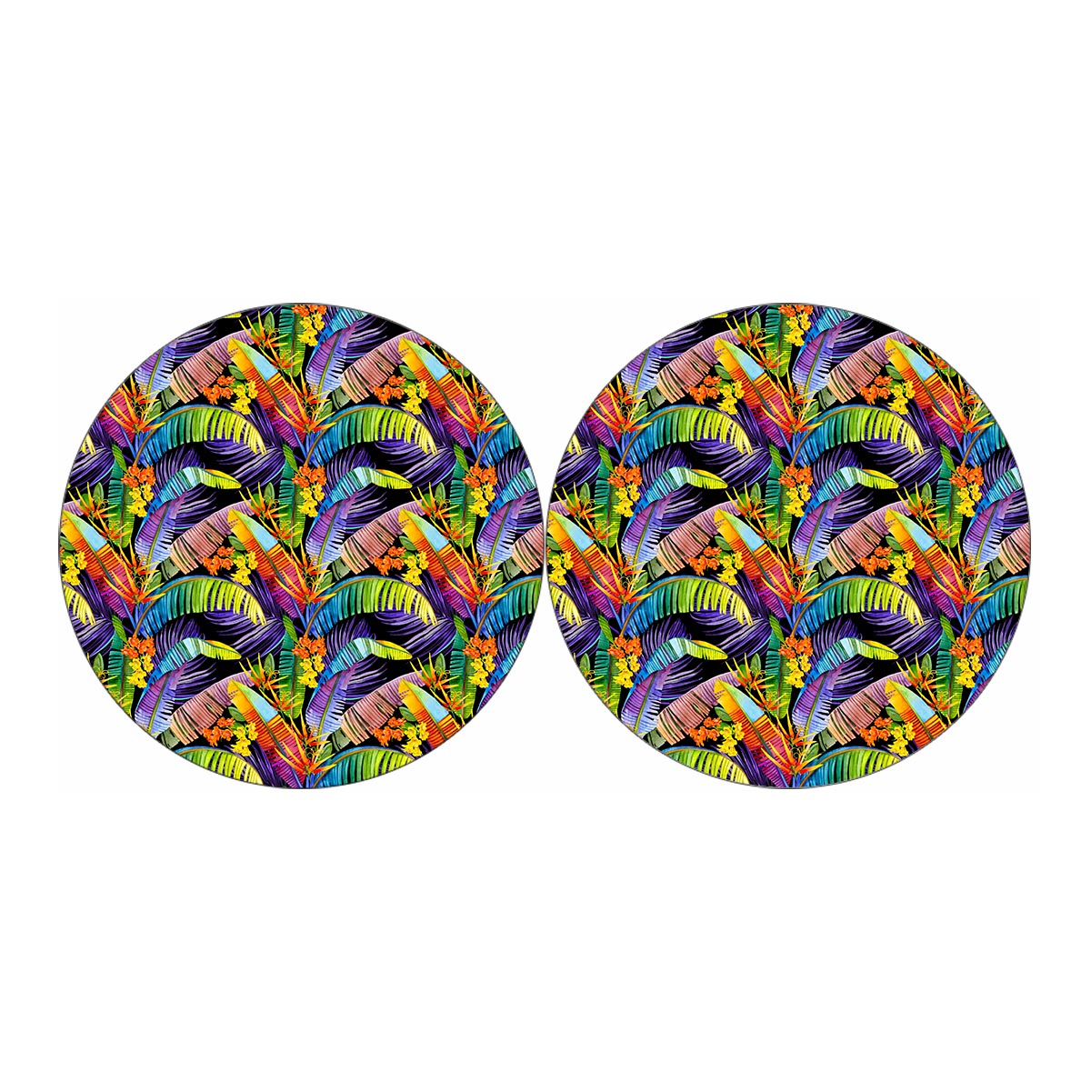 Colorful Leaves Tropical Pattern Print Car Coasters