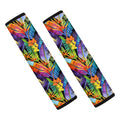 Colorful Leaves Tropical Pattern Print Car Seat Belt Covers