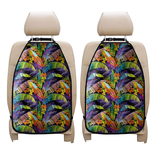 Colorful Leaves Tropical Pattern Print Car Seat Organizers