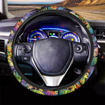 Colorful Leaves Tropical Pattern Print Car Steering Wheel Cover